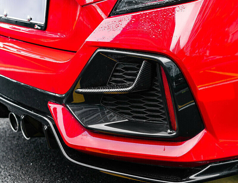 for Honda for Civic Hatchback 19-21 Carbon Fiber Rear Fog Lamp Light Strip Trim 2PCS