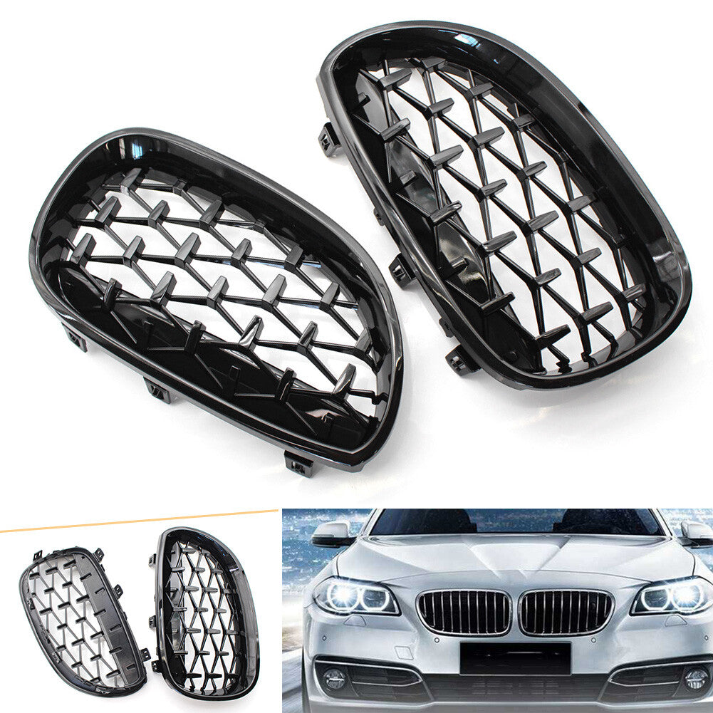 Fit for BMW E60 2003-09 5 Series Gloss Black Diamond Meteor Front Kidney Grill