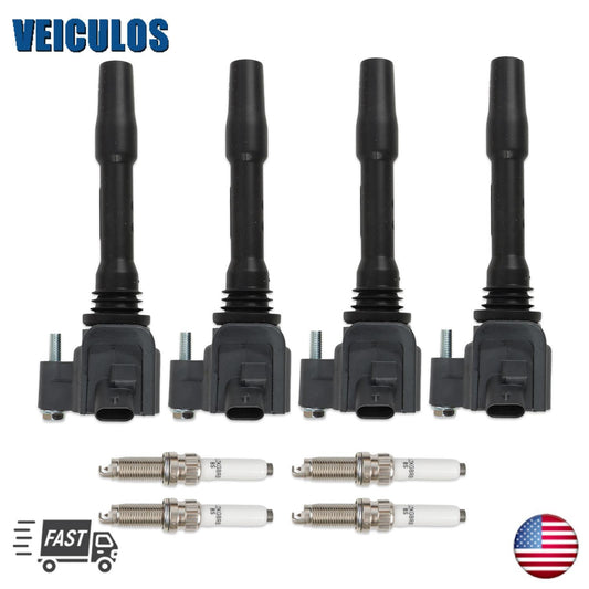 Set of 4 Ignition Coil  4 Spark Plug for BMW 230i 330e 430i 530e 740e UF750