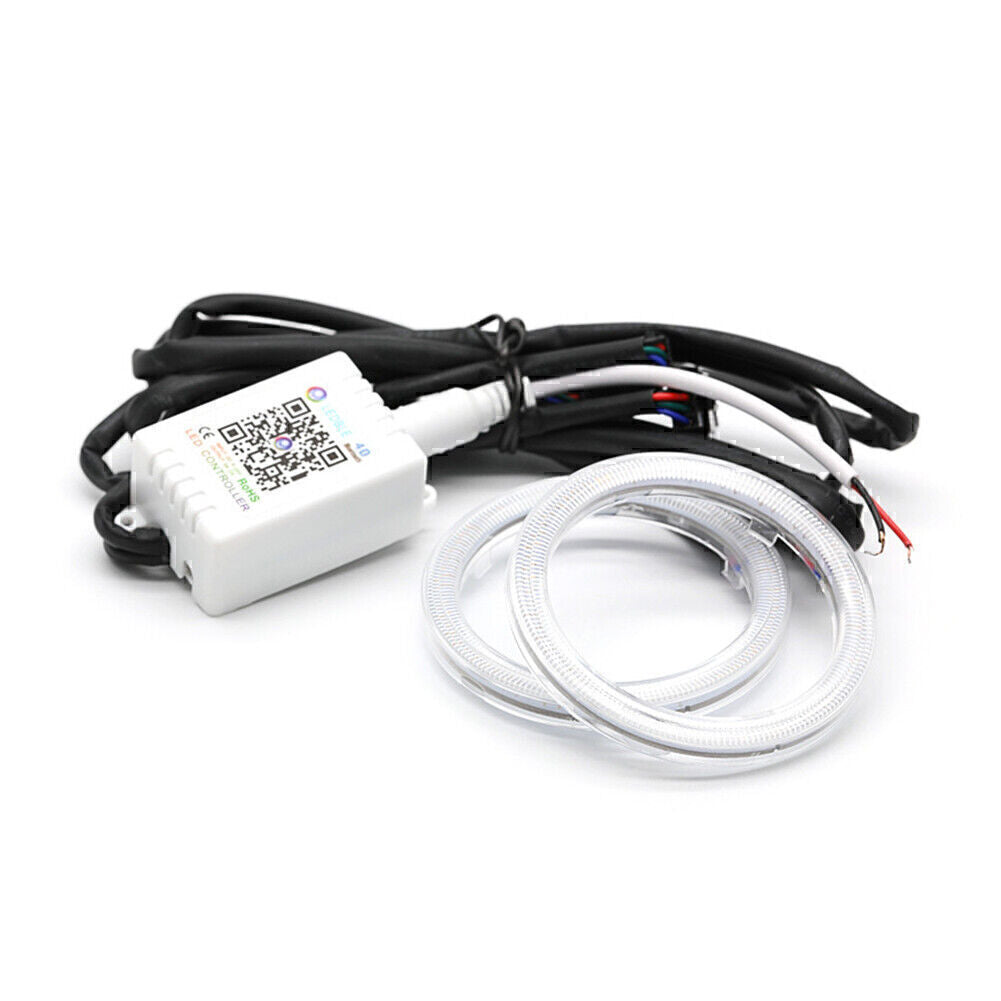 90mm RGB Color COB Car Headlight Angel Eye LED Halo Light Kit