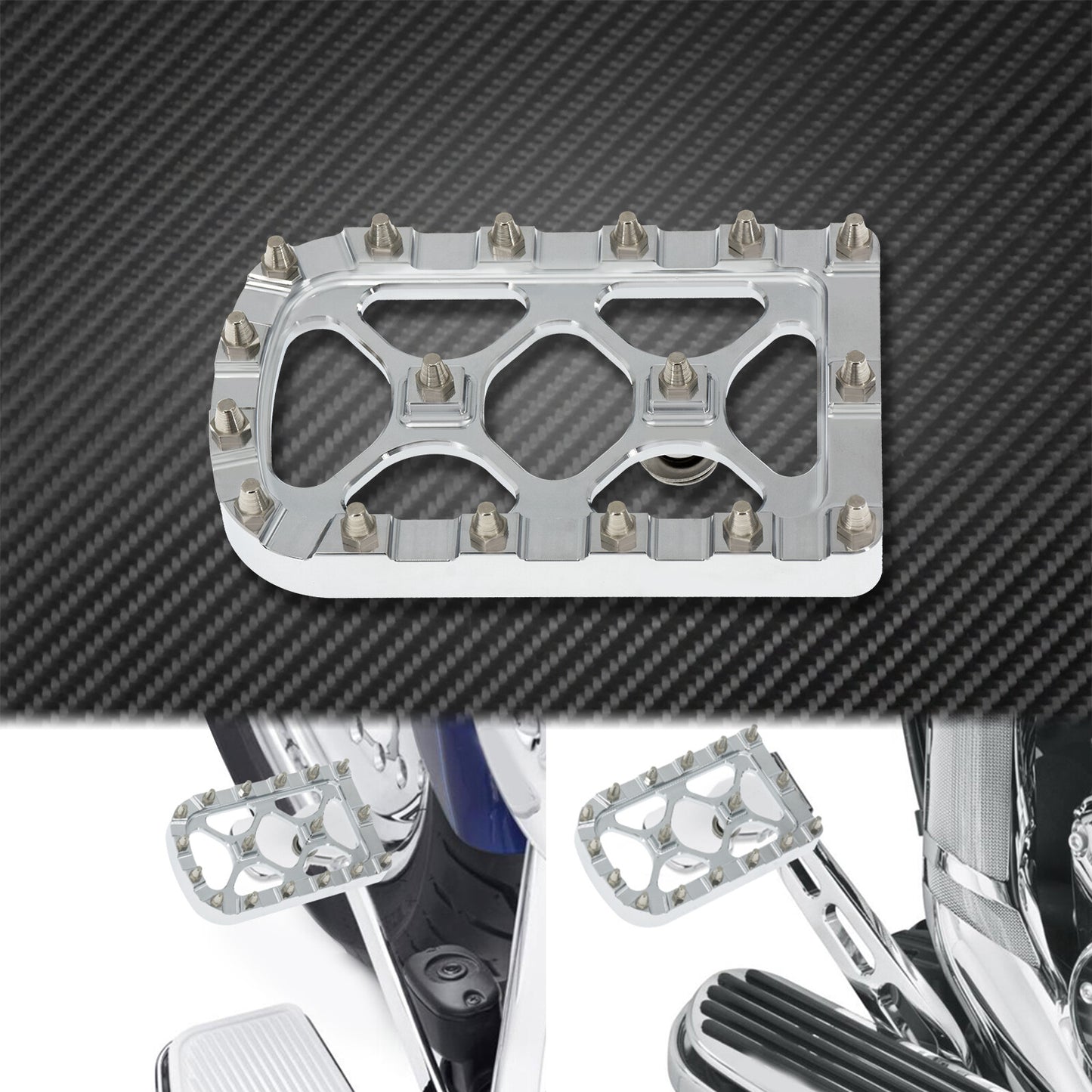 Chrome MX Style Brake Pedal Pad Fit for Harley Electra Street Glide 1980-2021