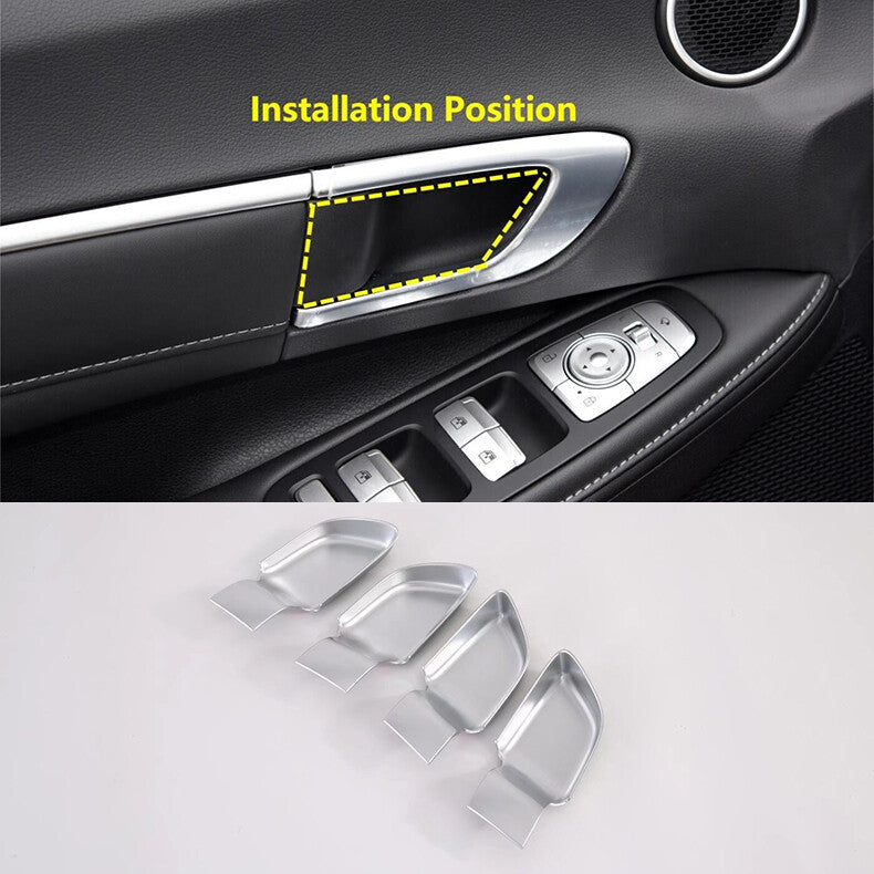 for Hyundai Sonata 2020-2023 silver Inner Door Handle Bowl molding Cover Trim 4x