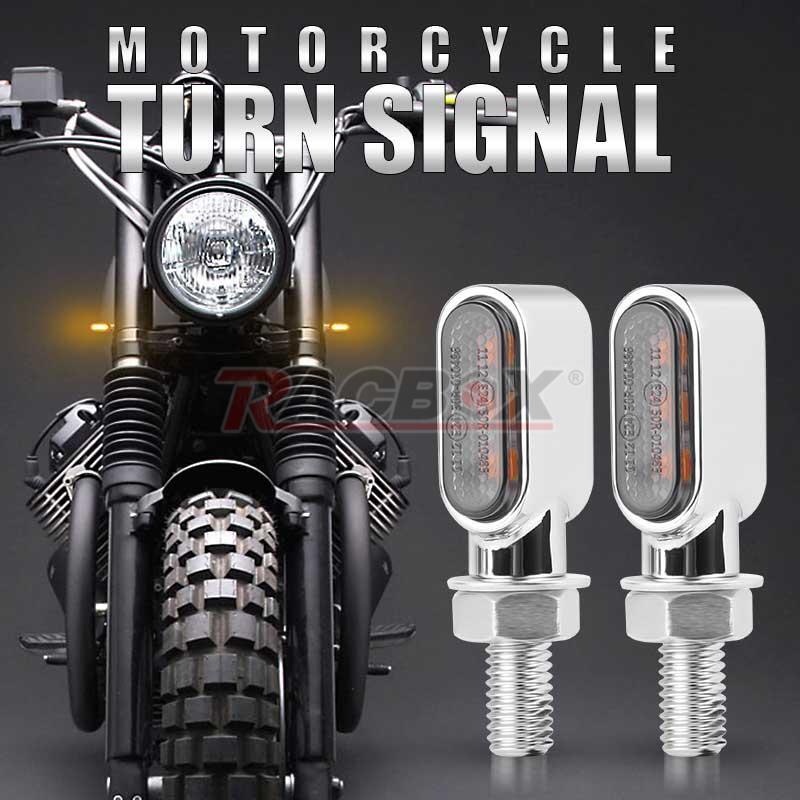 2X Chrome Motorcycle LED Turn Signals Blinker Amber Light Indicator for Mini Lamp