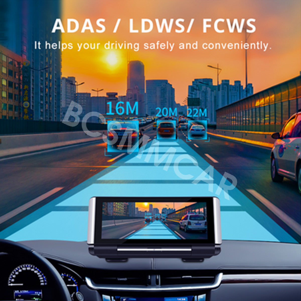 7in Dual Lens Car Camera Dash Cam Front Rear GPS Navigation WIFI ADAS G-Sensor