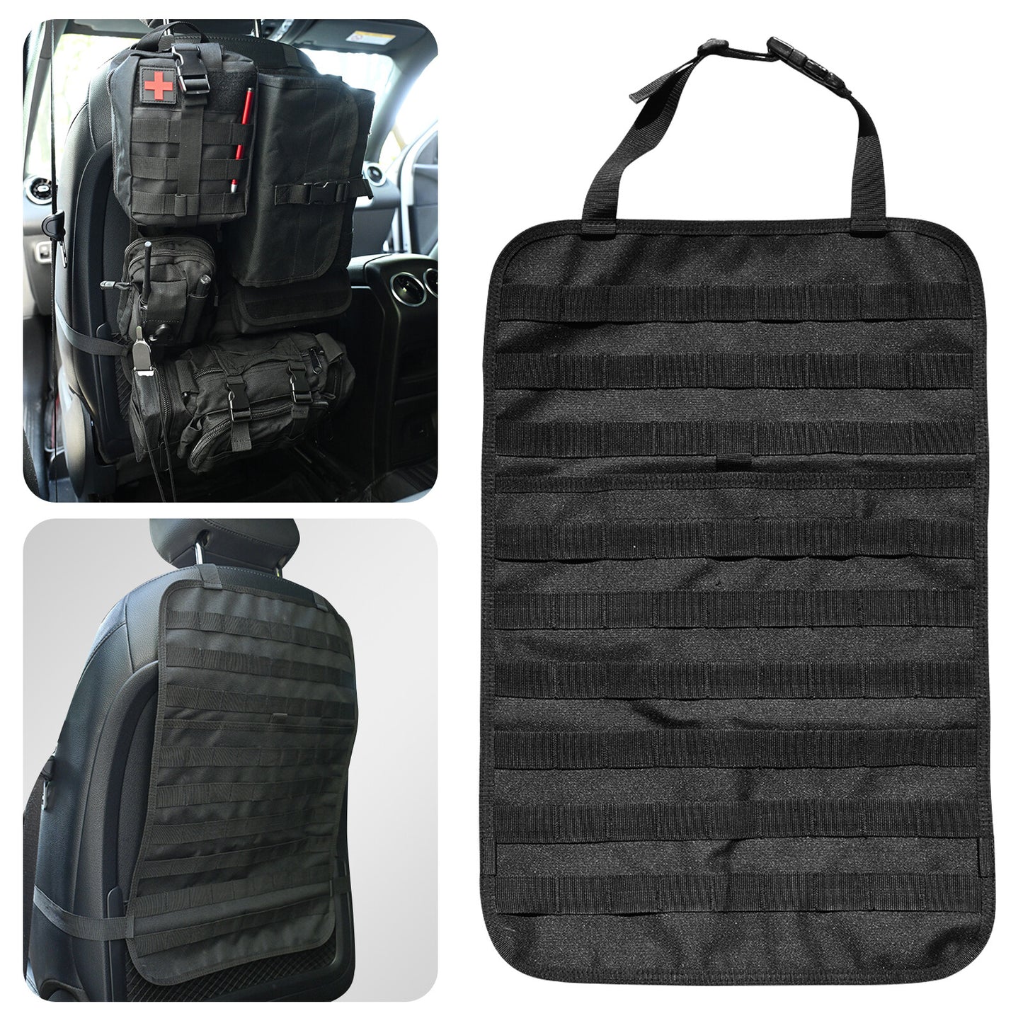 Tactical Vehicle MOLLE Panel for Seat Back Cover Protector Car Organizer Storage Bag