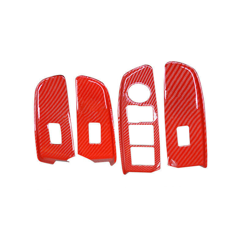 Glass Window Lifting Lock Panel Trim for Kia K3 14-2018 Red Carbon Fiber 4PCS