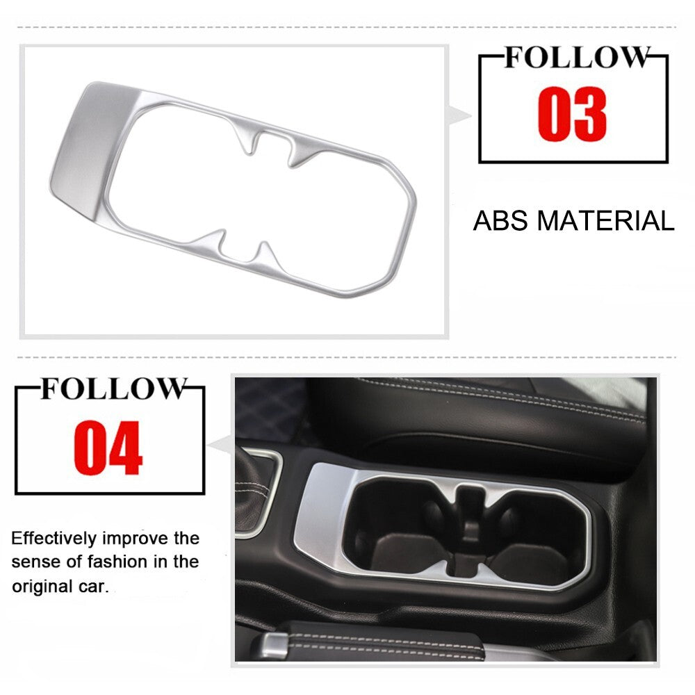 Silver Front Water Cup Holder Cover Trim Decor for Jeep for Wrangler JL 2018-2023