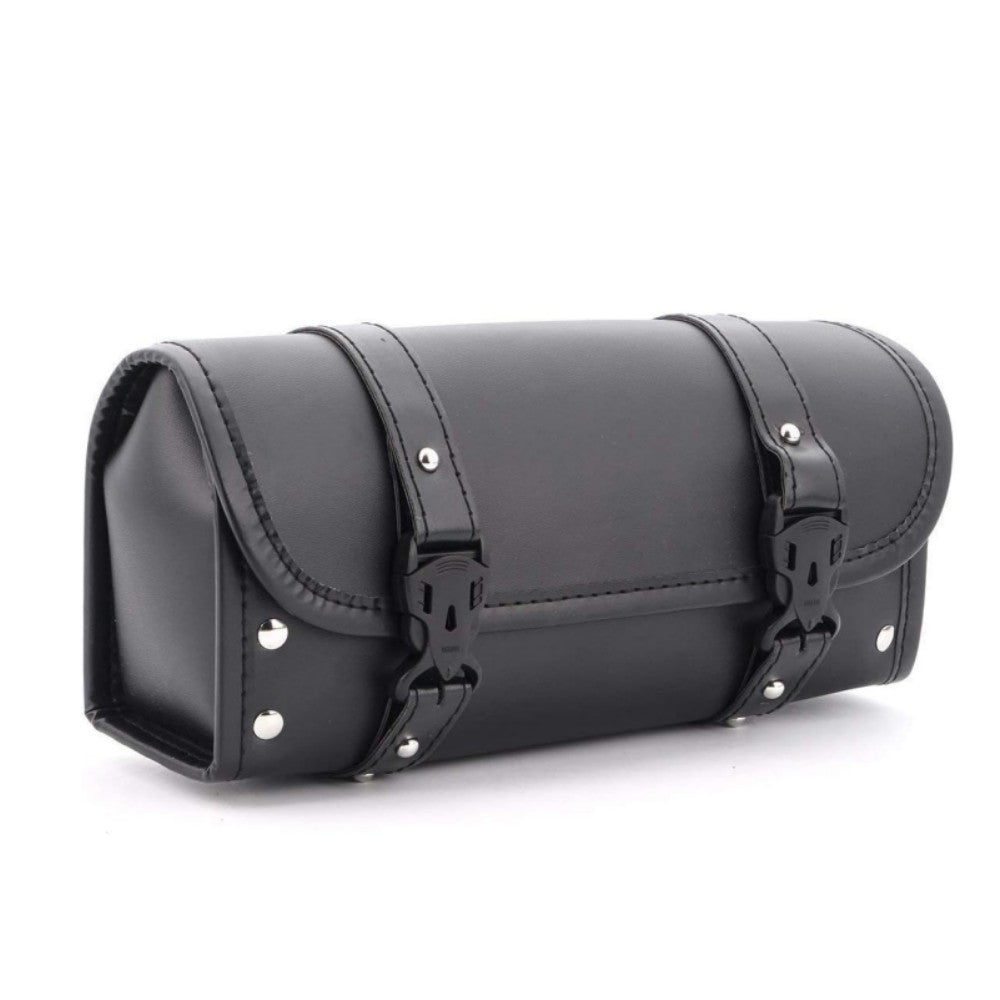 Motorcycle Fork Tool Bag SaddleBag Storage Pouch Luggage Handlebar Leather Black