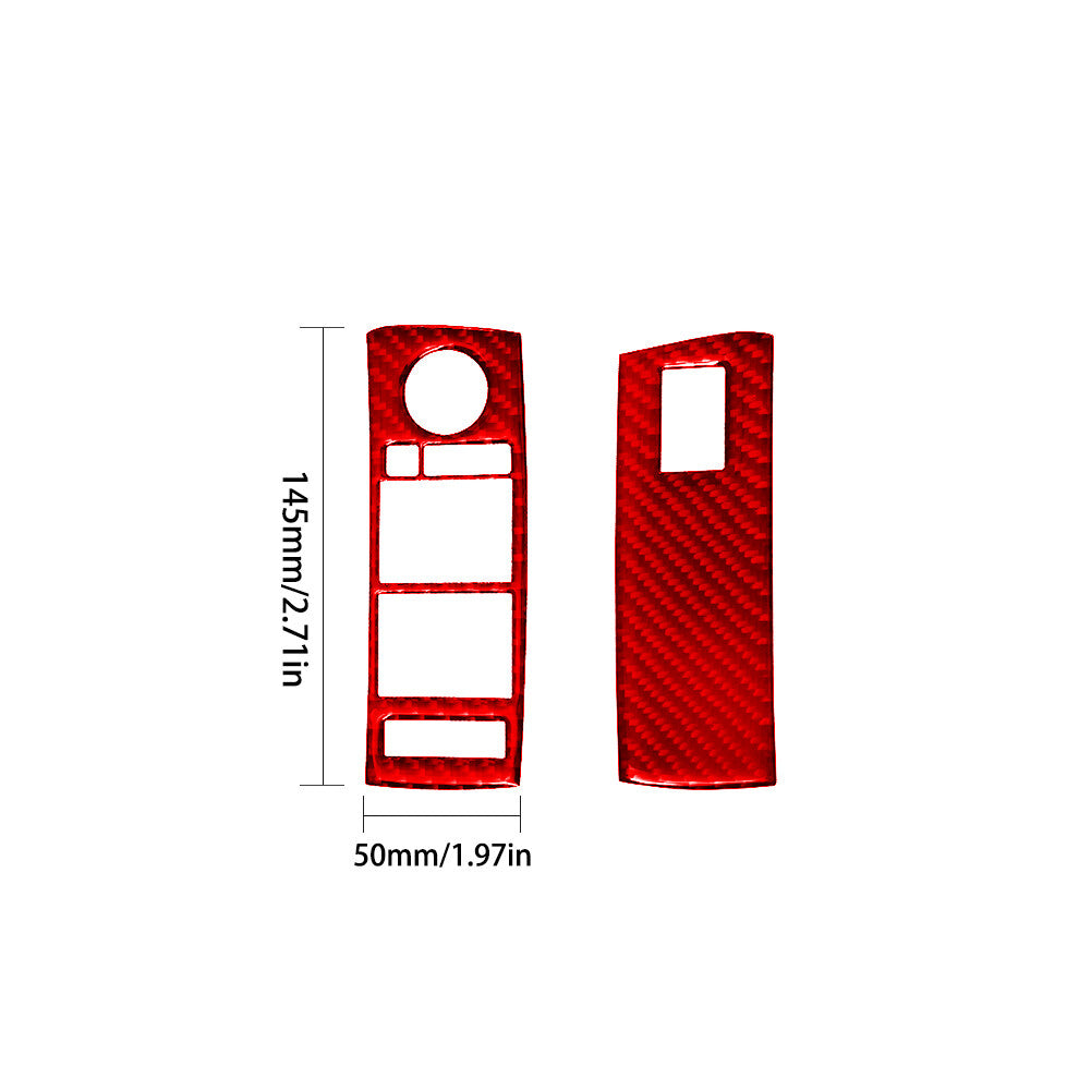 2X Red Carbon Fiber Front Window Regulator Trim Type A for BMW X5 2000-2006
