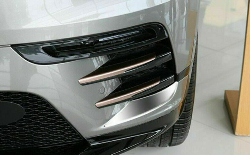 Silver Steel Front Fog Lamp Light Cover Trim 2P for Range Rover Velar 2017-2021