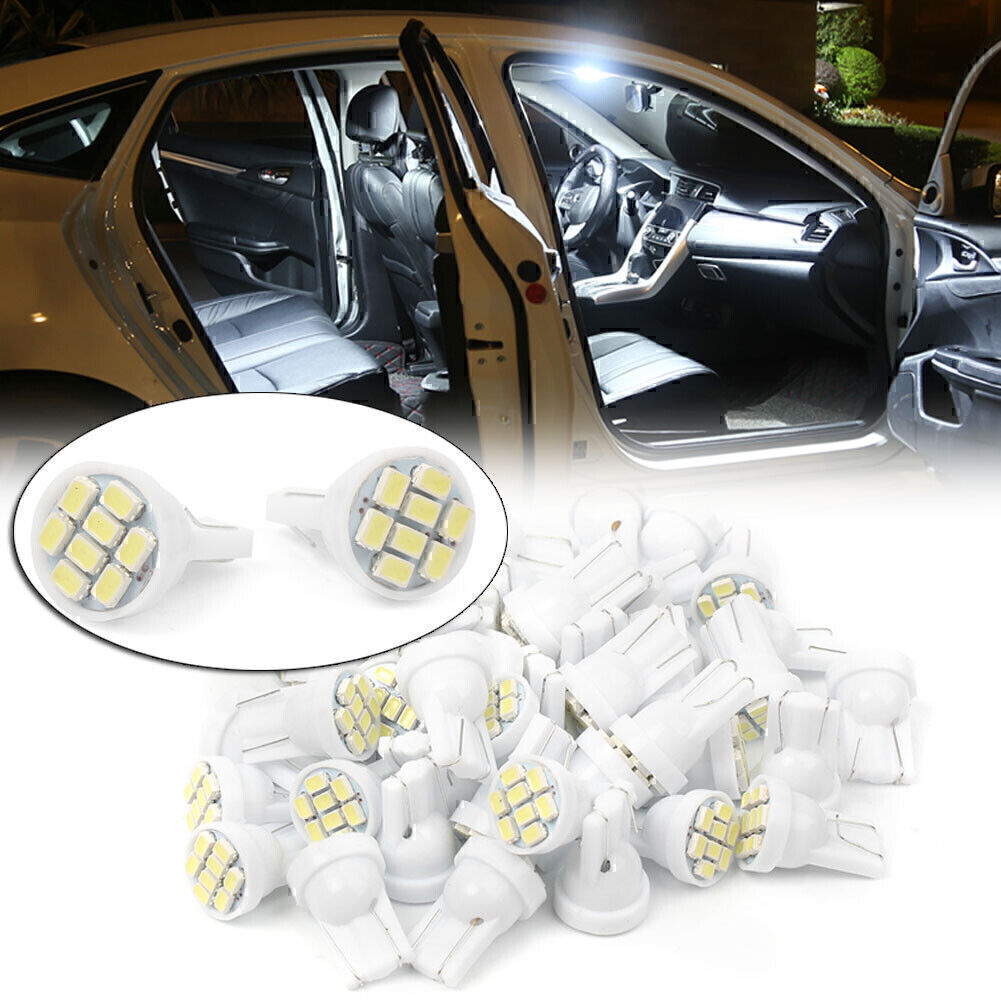 LED Interior Light Bulbs Super White T10 Wedge 8-SMD 5050 Car 50PCS Auto