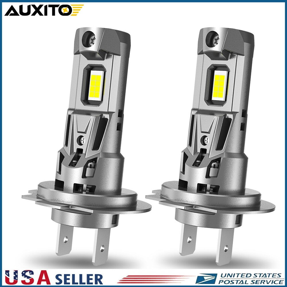 2-Piece Ultra-Bright H7 LED Headlight Kit, High and Low Beam DRL Bulbs, 25000LM, 6500K, White