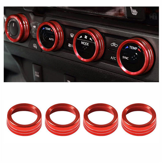 Red Air Conditioner AC Switch Audio CD Button Knob Cover Trim for Toyota Tacoma