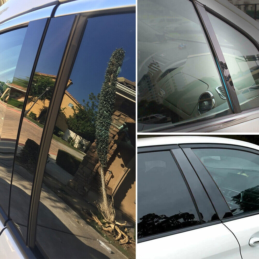 Black Pillar Posts for VW ID.4 ID4 2021-24 6pc Window Door Trim Piano Cover Kit