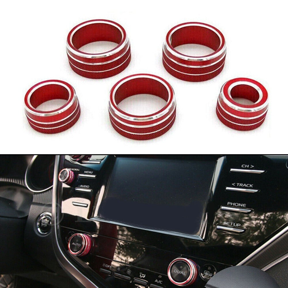5xAluminum AC Volume Audio Tune-Knob Ring Cover Trim for Toyota for Camry 18-23