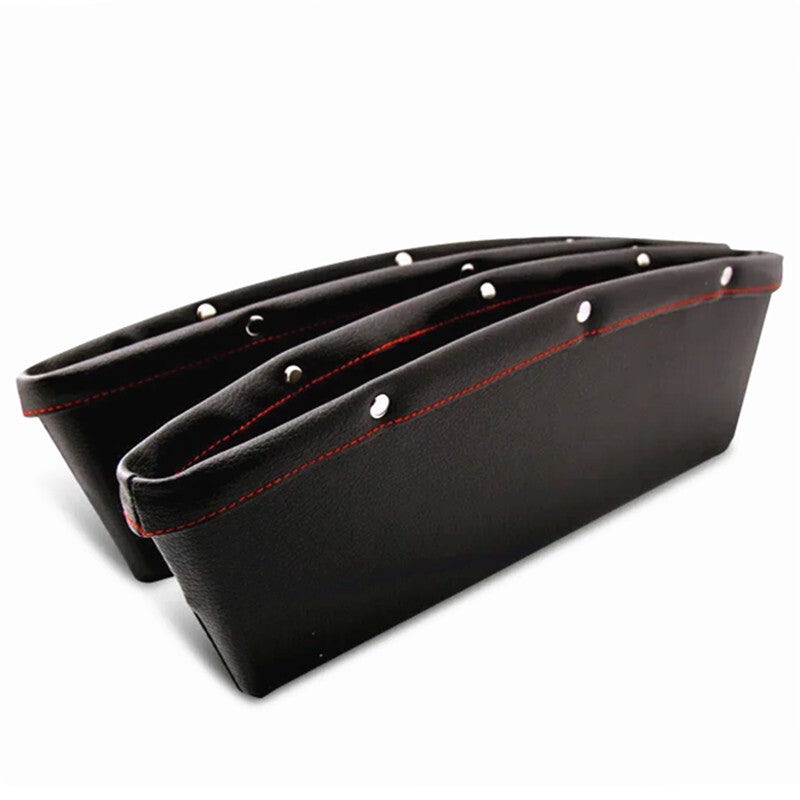2x Black Car for Seat Crevice Gap Storage Bag Slit Box Organizer PU Leather Pocket