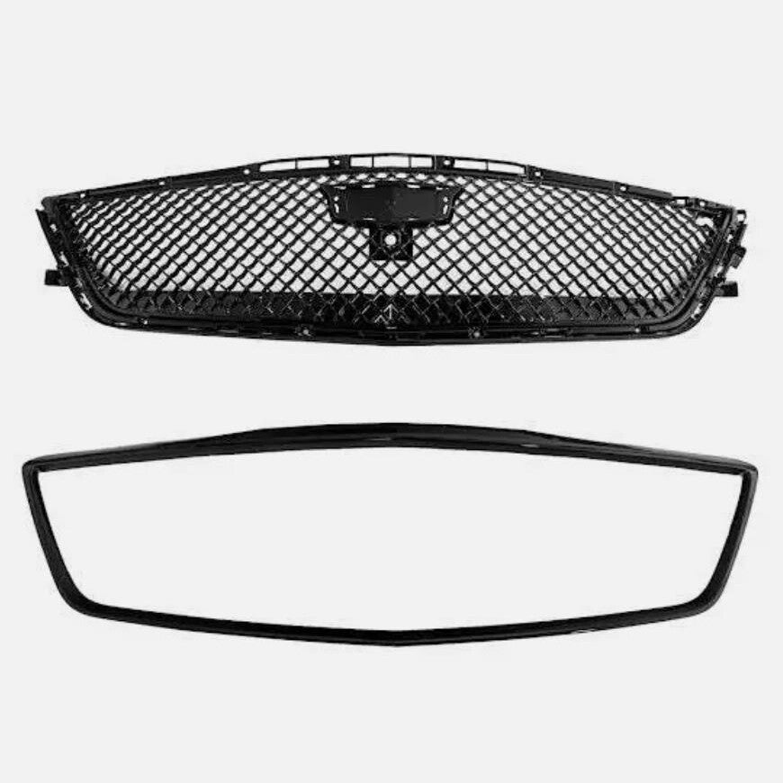 Blackwing Style GLOSS BLACK Front Bumper Grille Cover For 16-20 for Cadillac CT6