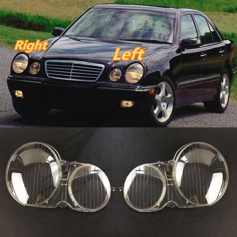 2Pcs Front Headlight Lens Shell+Seal Glue for Mercedes W210 E-Class 1995-2000