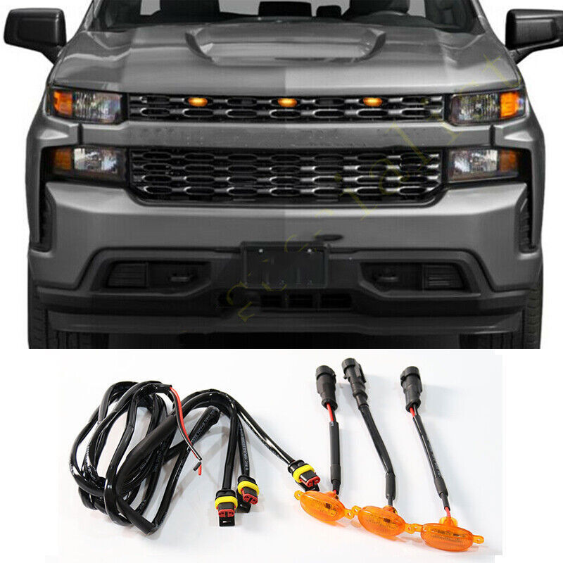 For Chevry Silverado 1500 2019-24 yellow Style Grill LED Marker Light Kit