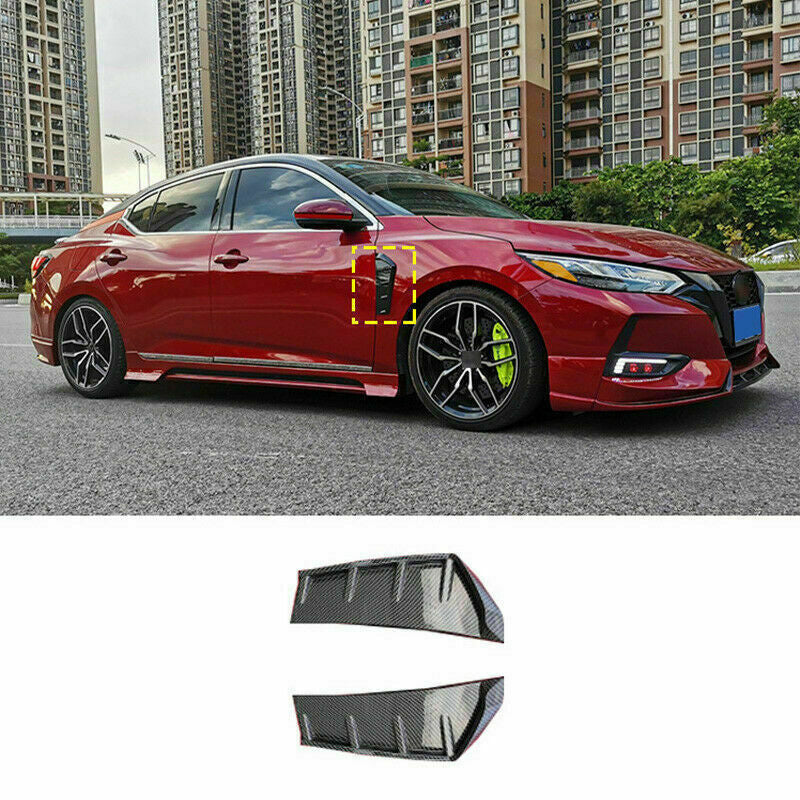 2X Carbon Fiber Look Front Side Door Fender Cover Trim for Nissan Sentra 2020-23
