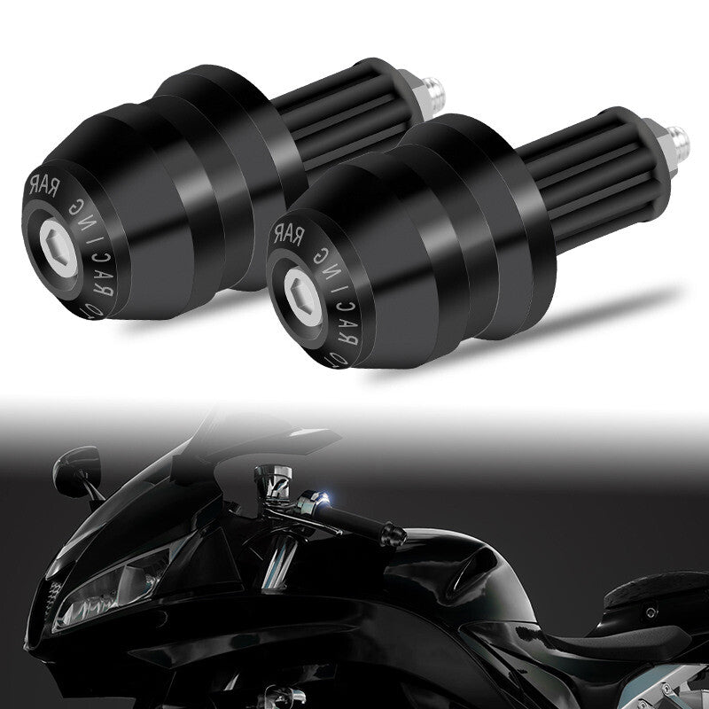 Universal Black Motorcycle 7/8 22mm CNC Handlebar Grips Bar End Slider Cap Plug
