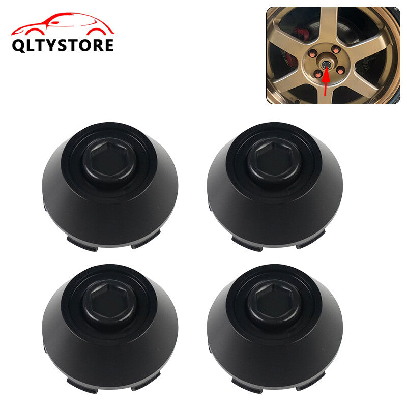 4Pc 61mm Wheel Hub Center Cap Cover Hubcaps Rim Car Hubcap Black Racing B-Type