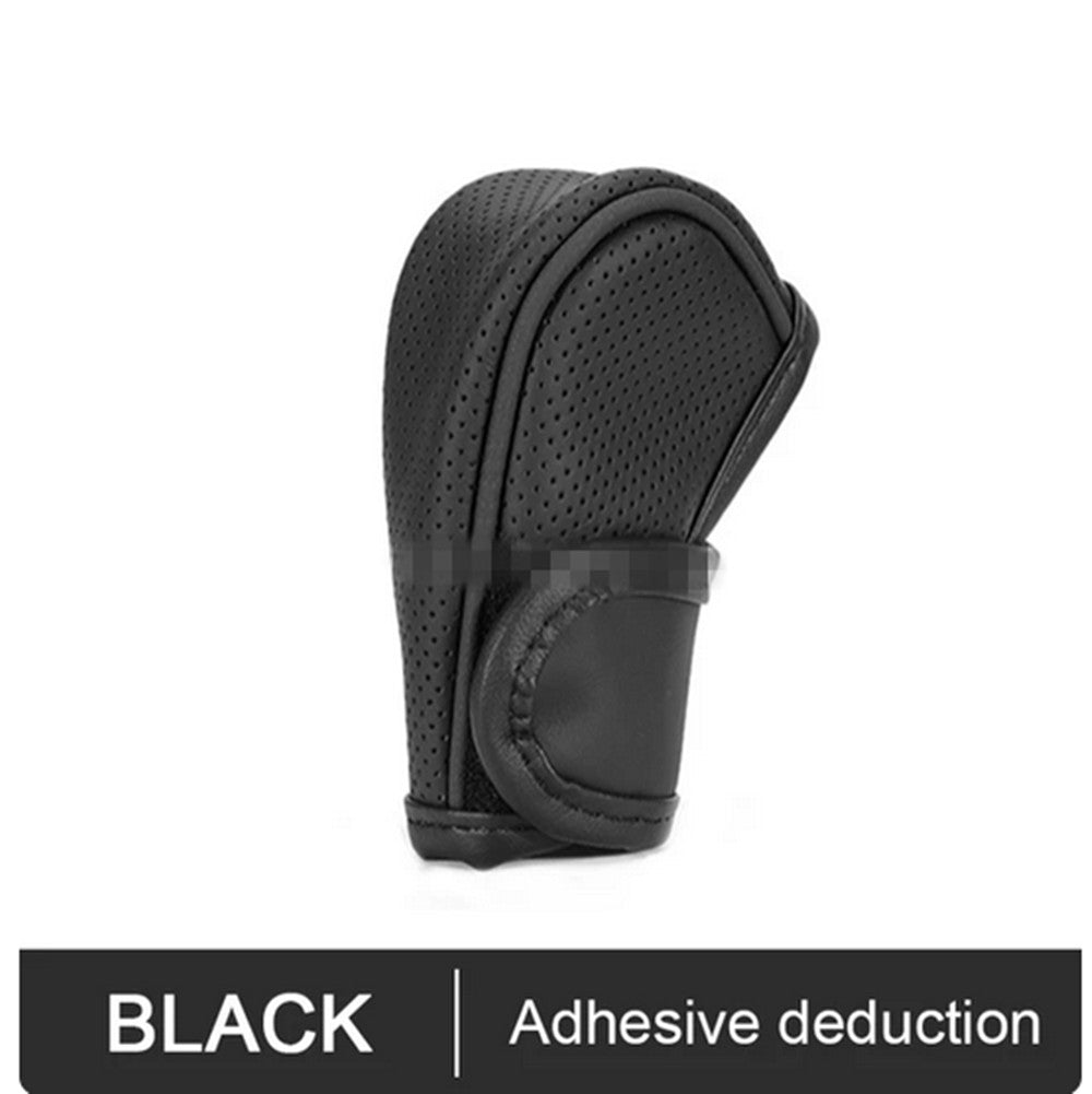 Car Gear Shift Knob Cover Shifter Sleeve Protector Black Leather Decor Non-Slip