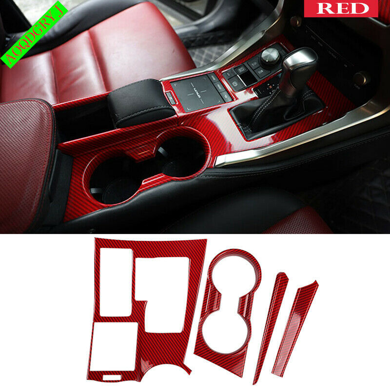 Red Carbon Fiber Gear Shift Panel Decor Trim Cover for LEXUS NX200t 300h 2015-21