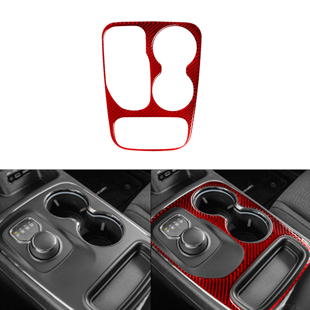 Red Carbon Fiber Console Watercup Cover Trim for Dodge Durango 2014-2020 Type A
