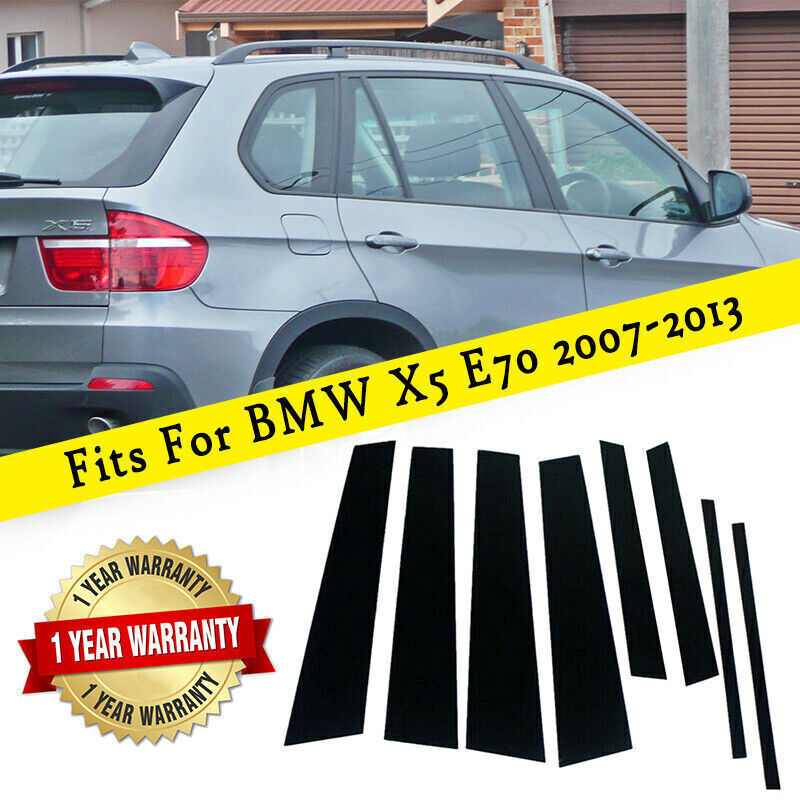 for BMW X5 E70 07-2013 Piano Black Pillar Posts Door Window Molding Strip Trims