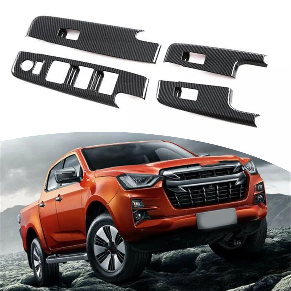 RHD Carbon Fiber Window Lift Switch Panel Trim for Isuzu D-Max Dmax 2023 2024