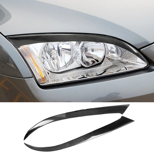 Real Carbon Fiber Front Headlight Eyelids Eyebrow Cover for Ford Focus 2005-2008