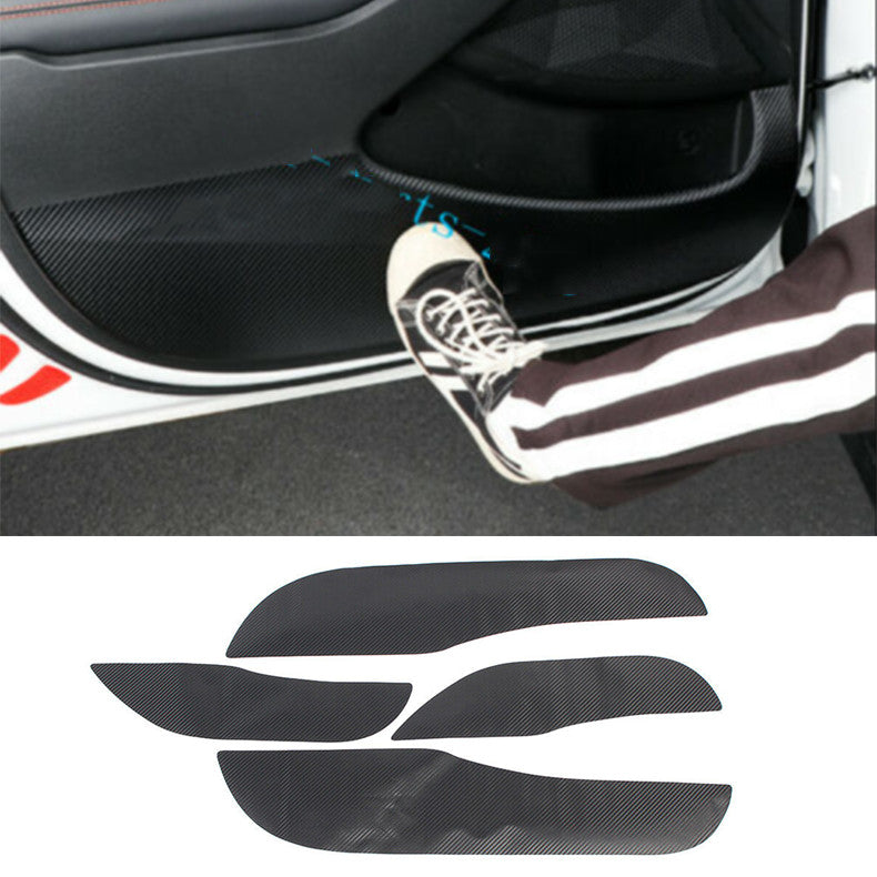 Carbon Fiber PU Leather Inner Door Anti-Kick Panel Cover for Kia Seltos 2020-23