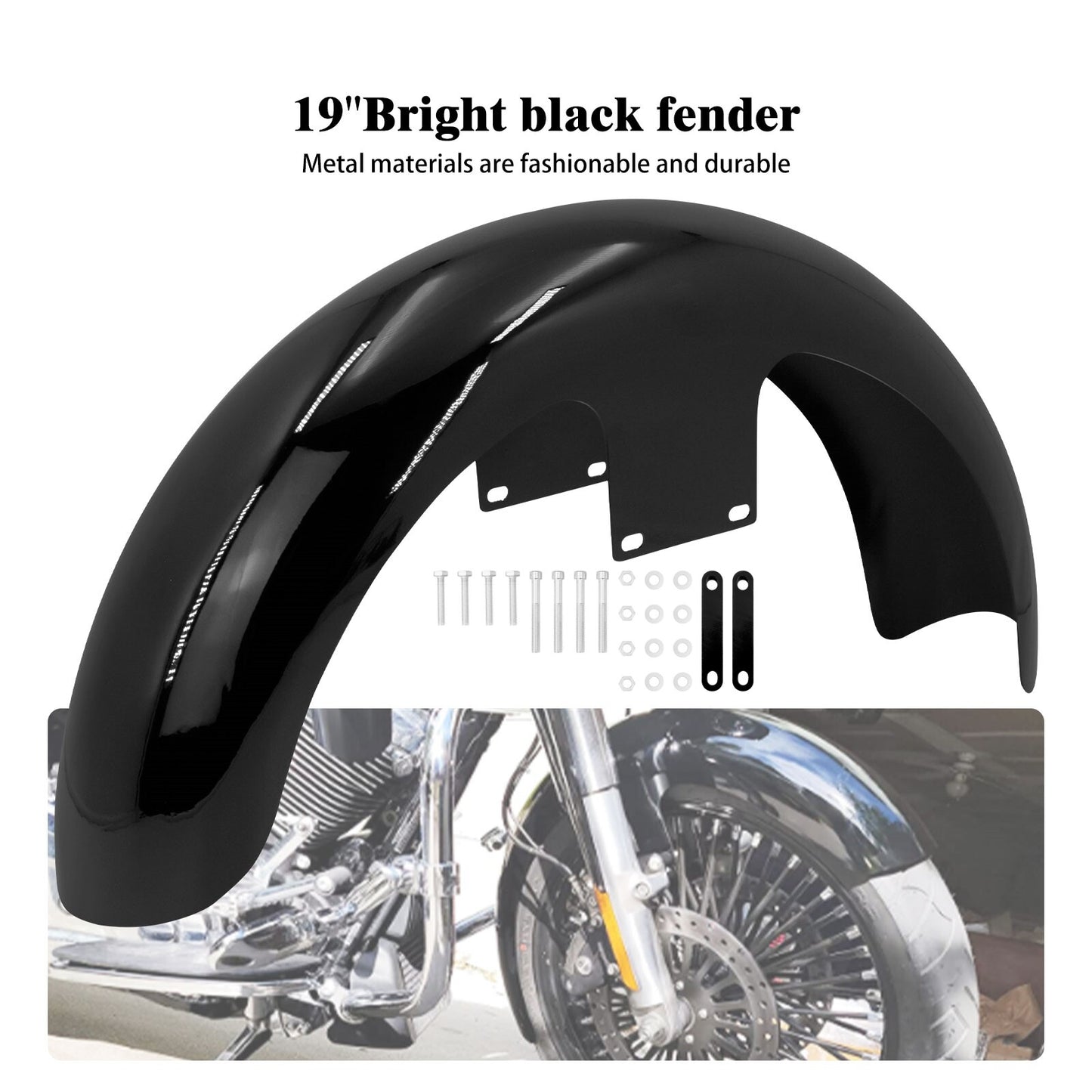 Gloss Black 120/19Wrap Front Fender for Harley Touring Road Electra Glide 96-23