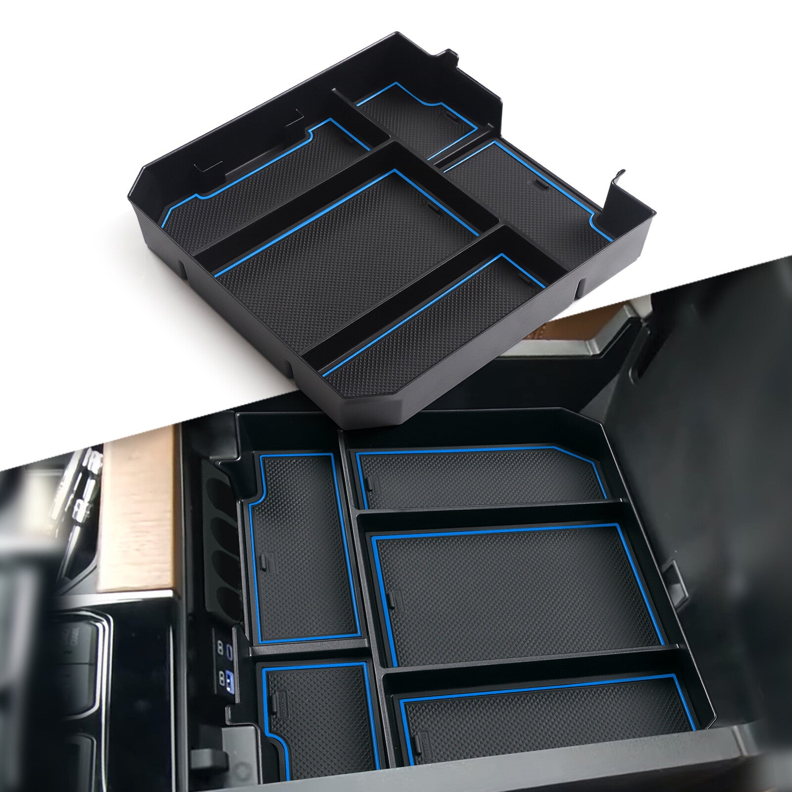 Armrest Storage Box for Toyota Tundra 2022 Accessories Console Organizers BLUE