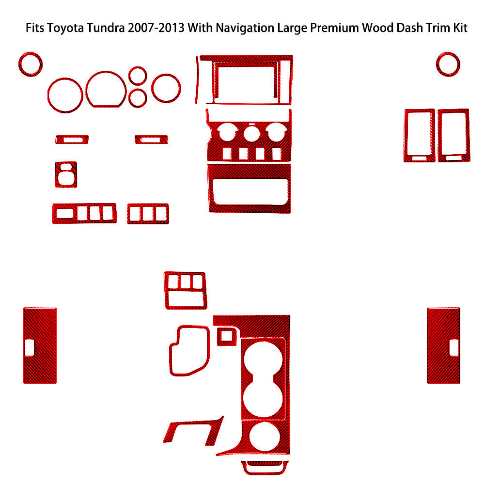 29Pcs Red Carbon Fiber Interior Full Kit Cover Trim for Toyota Tundra 2007-2013
