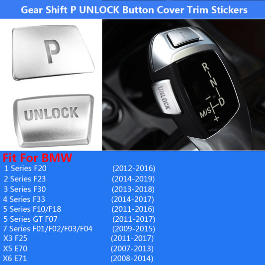 for BMW X5 X6 E70 E71 X3 1 2 3 4 Gear Shift Knob P UNLOCK Button Cover Trim 2x