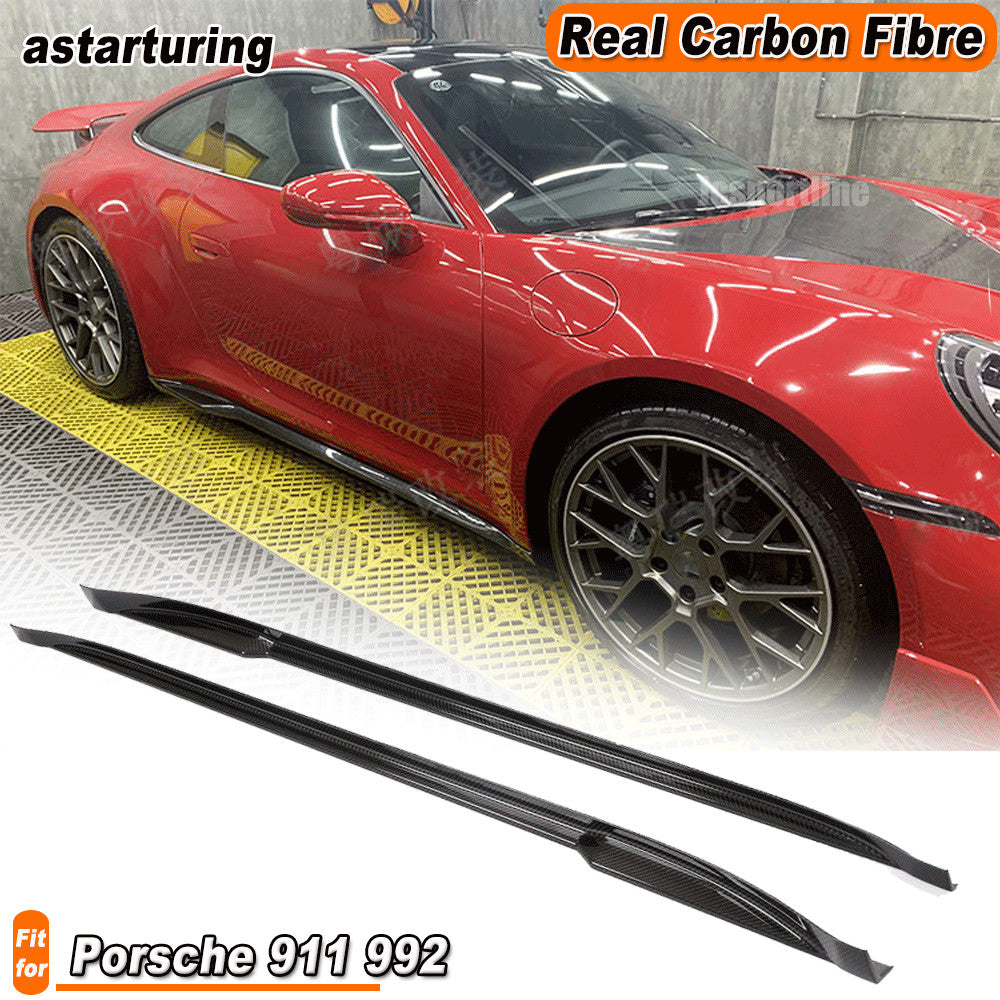 for Porsche 911 992 2019-2021 Real Carbon Fiber Side Skirt Extension Lip Spoiler