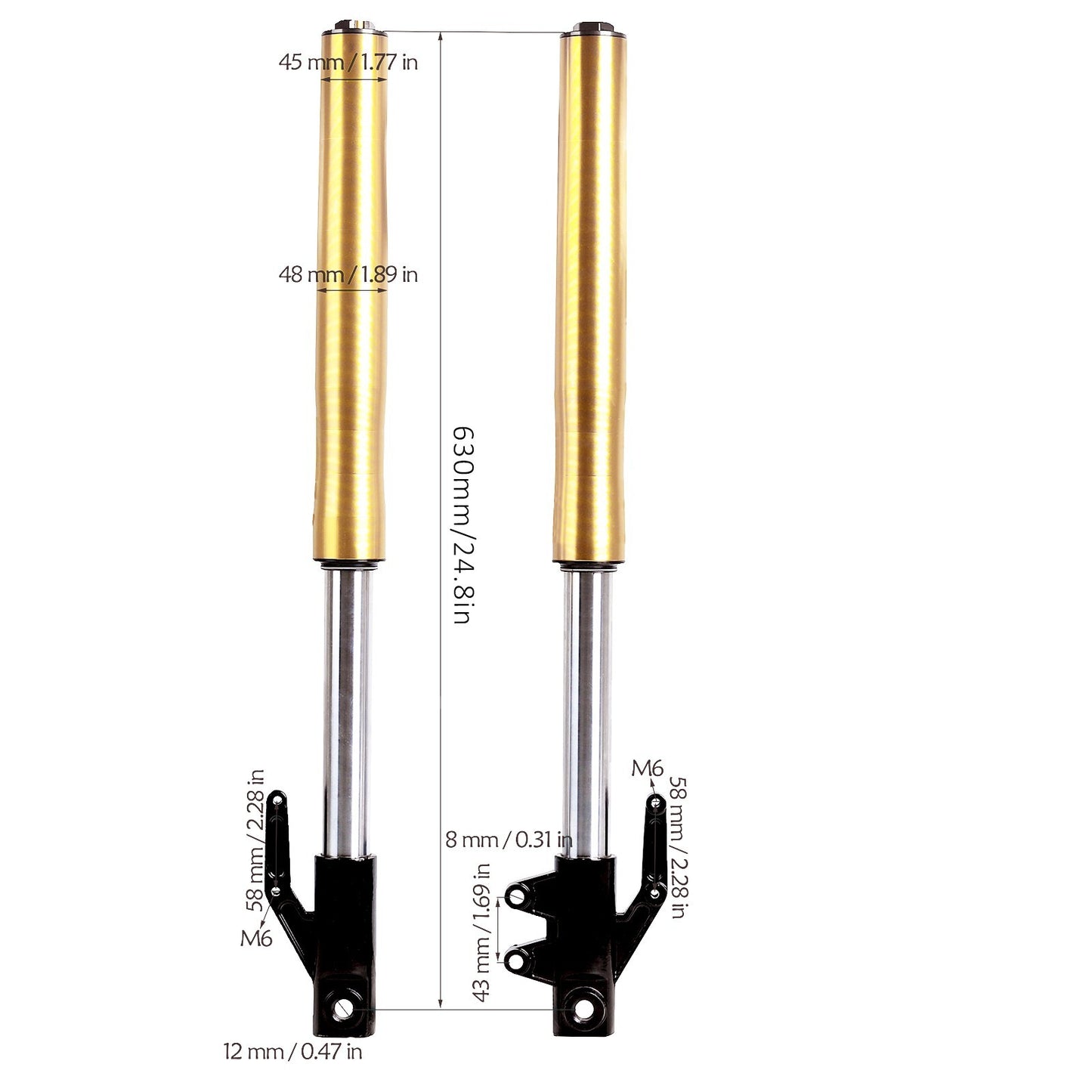 45/48 mm fork assembly + 14-inch wheels 60/100-14 for Pit Dirt bike razor CRF50