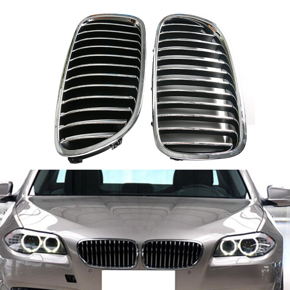 2x Front Bumper Kindey Grille Chrome For 2011-2013 for BMW F10 528i 535i xDrive