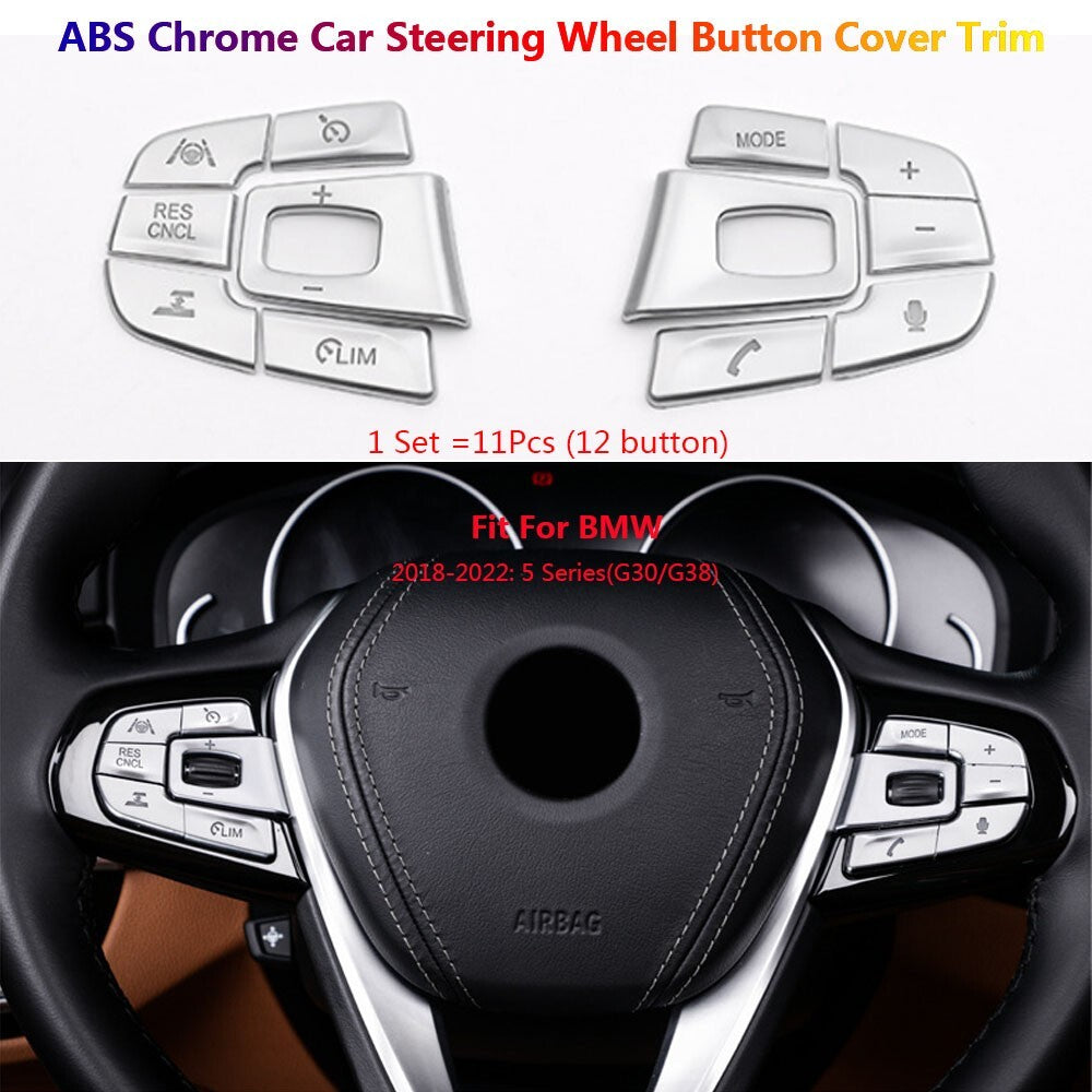 for BMW 5 Series G30 G31 Car Interior Steering Wheel Switch Buttons Cover Trim