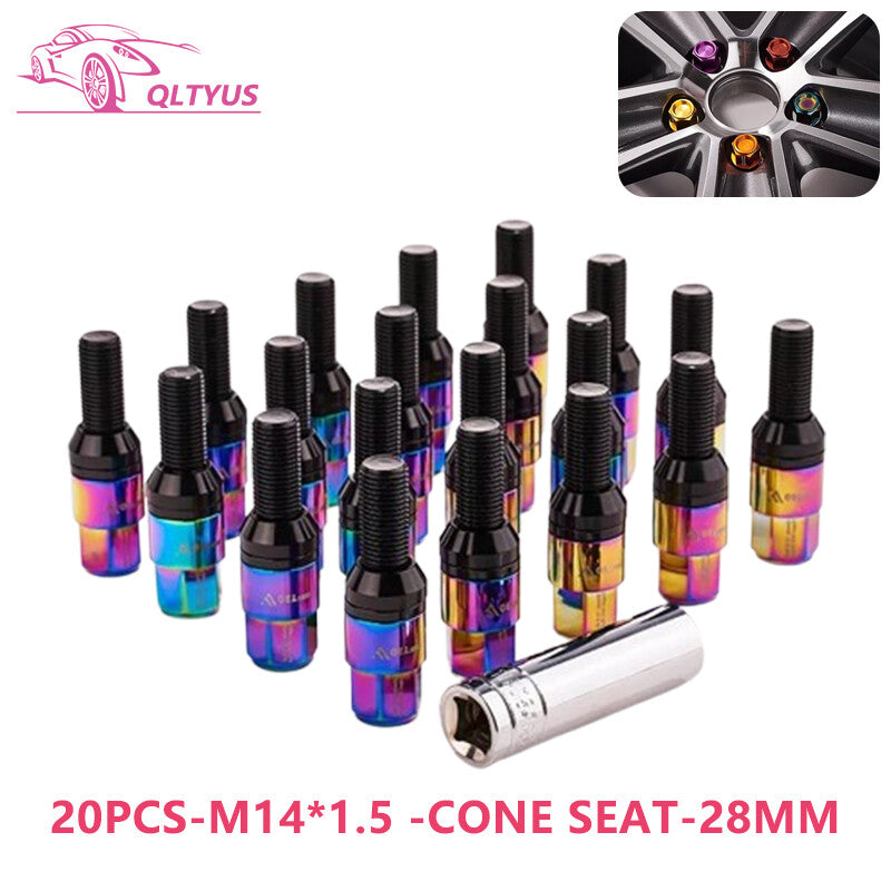 20PCS 28mm M14x1.5 Wheel Lug Bolt Cone for Seat Studs Set for Most Aftermarket