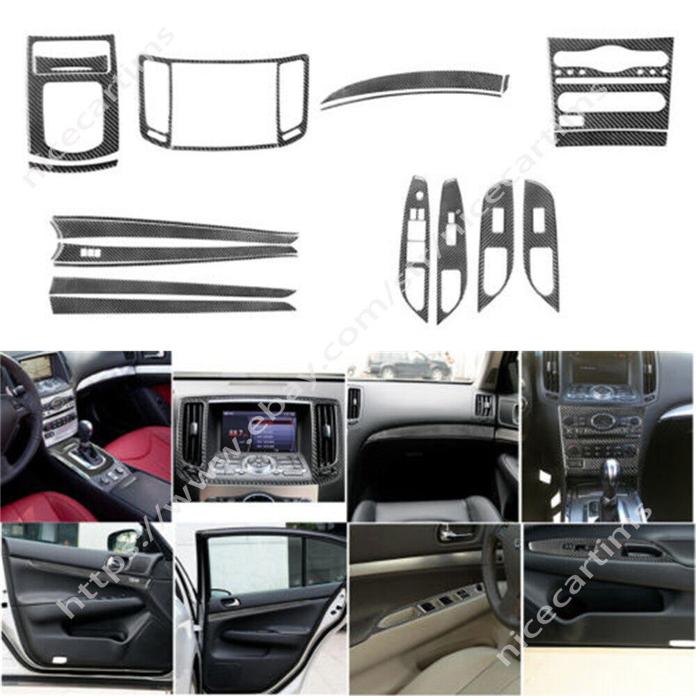 22Pcs Carbon Fiber Car Interior Full Set Trim Kit for Infiniti G37 Sedan 2010-13