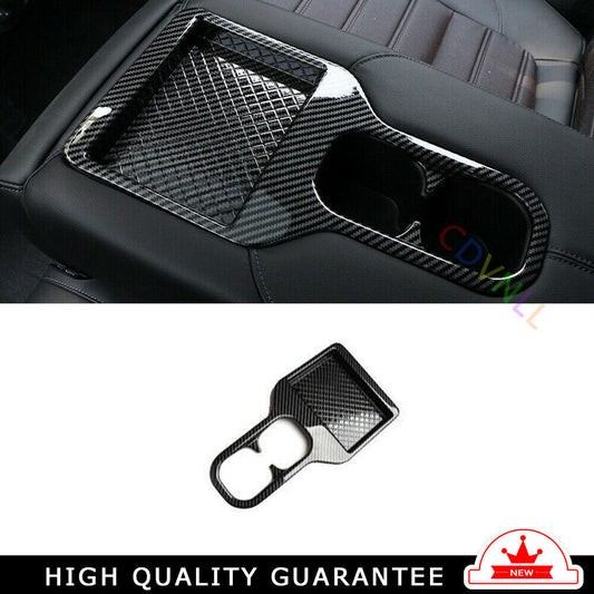Rear Armrest Cup Holder Panel Trim 1X for Honda CRV CR-V 2017-2022 Carbon Fiber
