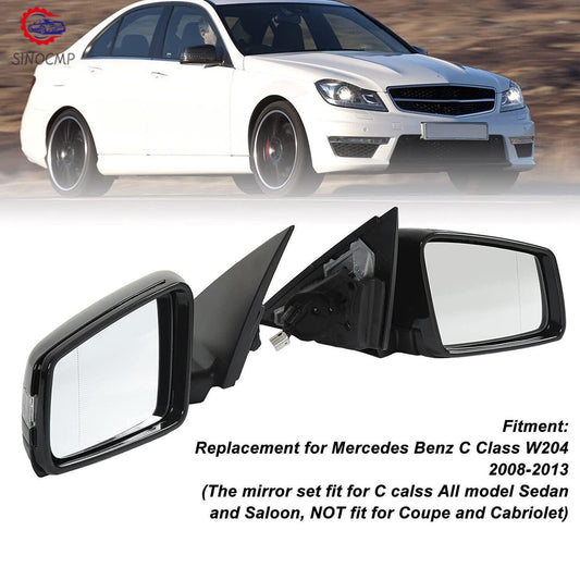 Pair W204 Facelift Rear View Mirror Heating Function Compatible with for Mercedes