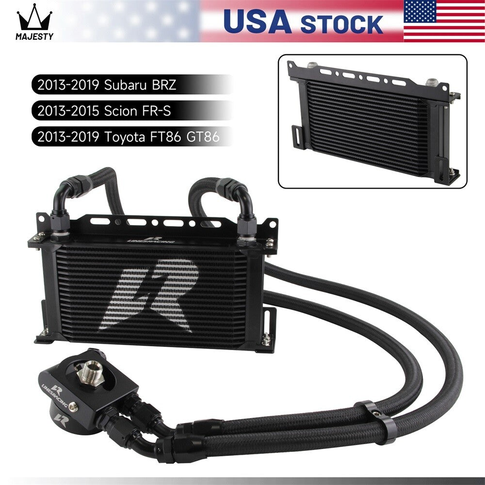 19 Row Oil Cooler Kit Thermostatic for Subaru BRZ for Scion -S FA20 2013+ Black