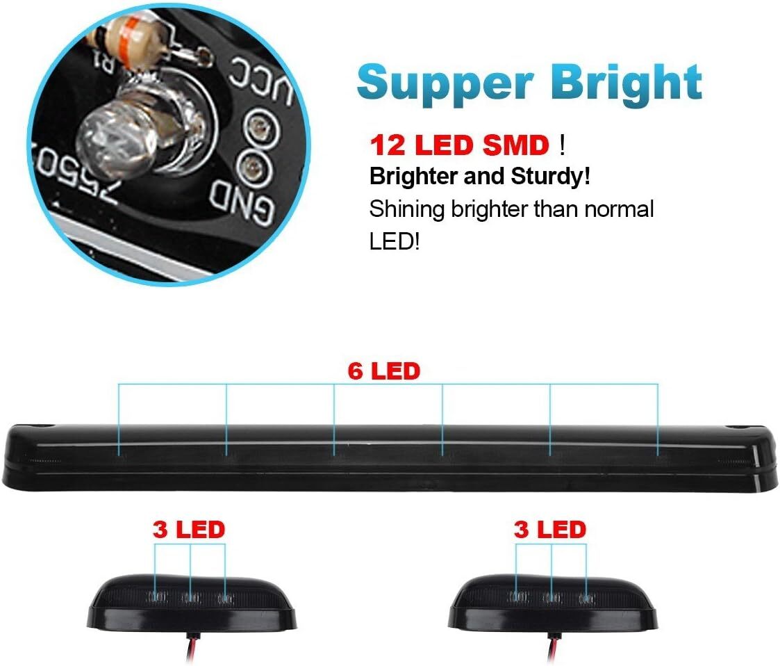 3x Amber LED Roof Top Running Cab Lights for Chevy for GMC 1500 2500 3500 2007-2013
