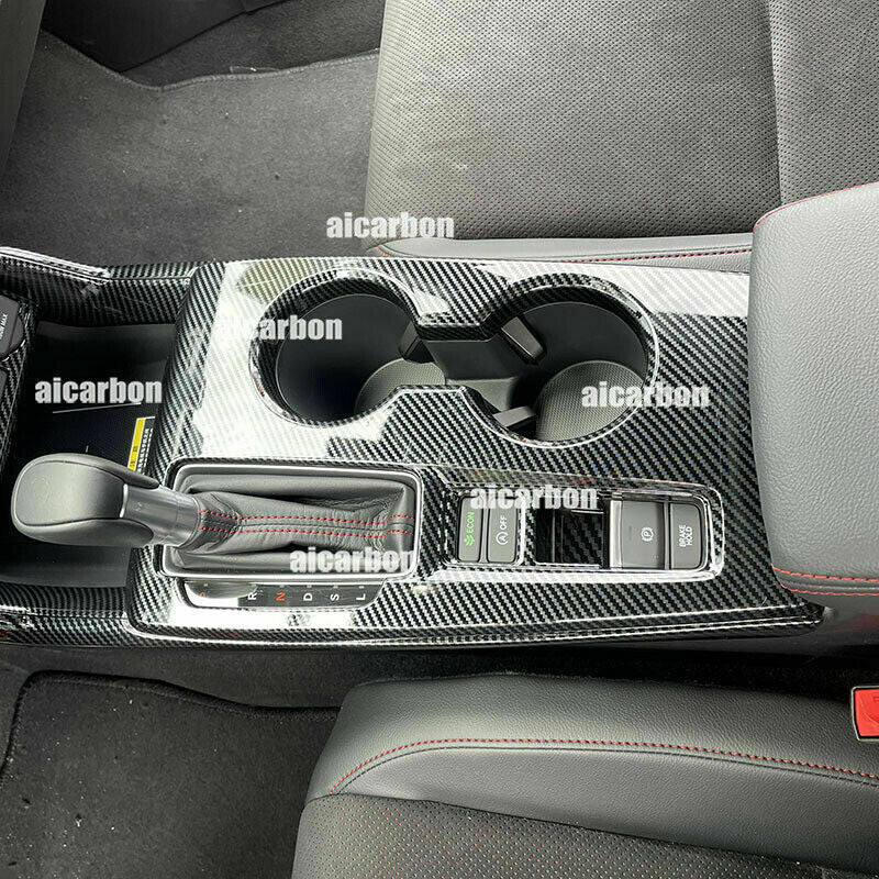 for Honda for Civic 2022-2023 Carbon Fiber Console Gear Shift Box Panel Cover Trim