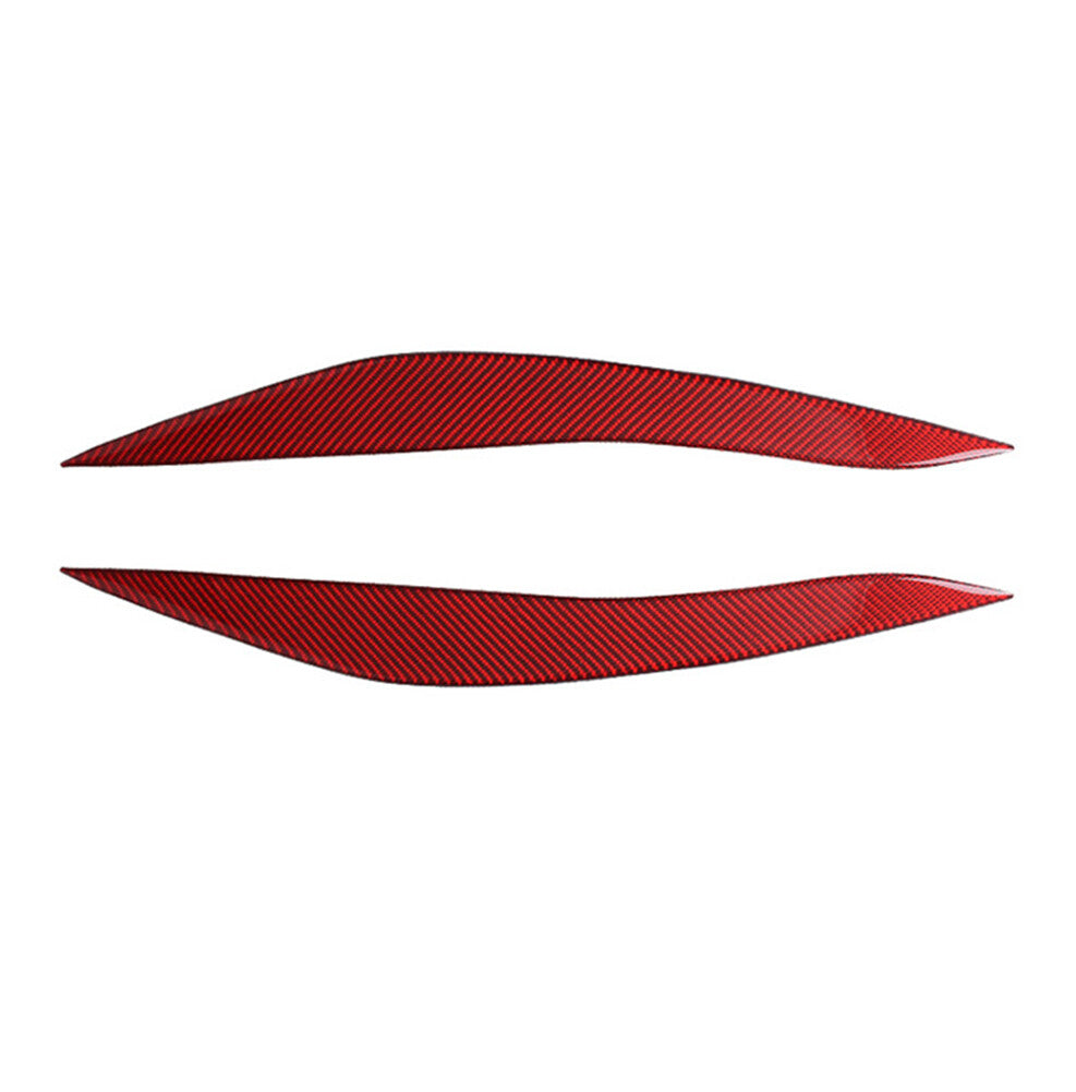 2X Red Carbon Fiber Headlight Eyebrow Cover Trim for BMW 5 Series F10 2010-2013