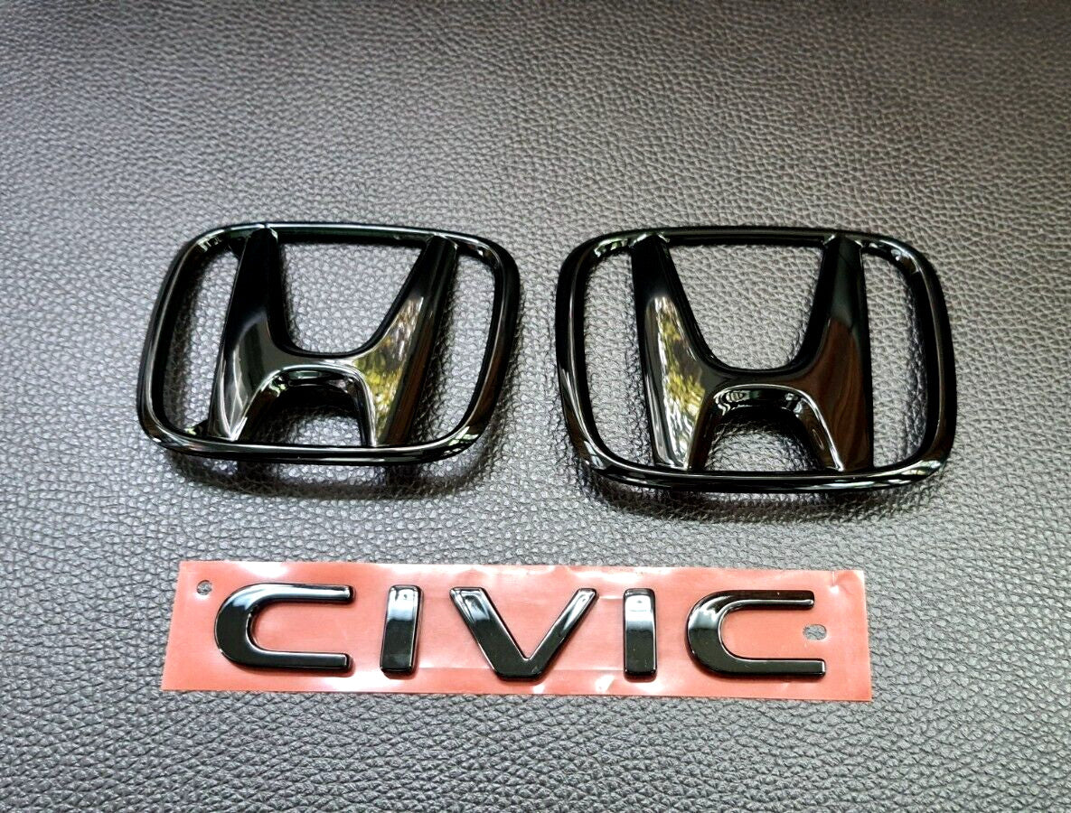NEW H +1 for CIVIC FE BLACK GLOSSY LOGO EMBLEM BADGE for HONDA for CIVIC FE 2021-24